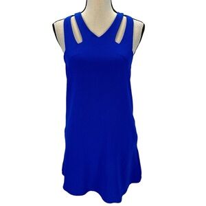 Speechless Sleeveless Double Shoulder Strap V-Neck Mini Dress - Blue -size Small